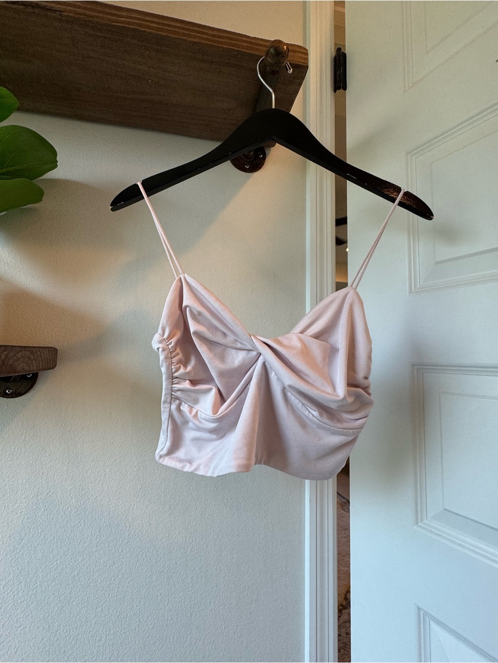 Lovers + Friends Satin Twist-Front Cami in Blush